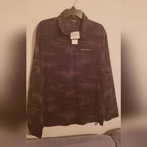 Eddie Bauer 1/4 Zip Fleece Pullover Mens Size Large Camouflage